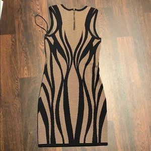 Tan and black patterned bodycon dress